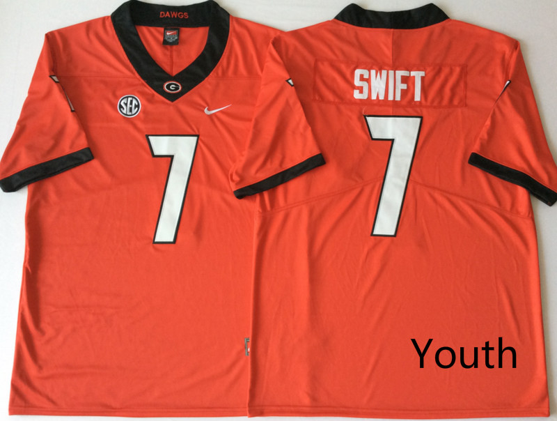 NCAA Youth Georgia Bulldogs Red #7 SWIFT jerseys->youth ncaa jersey->Youth Jersey